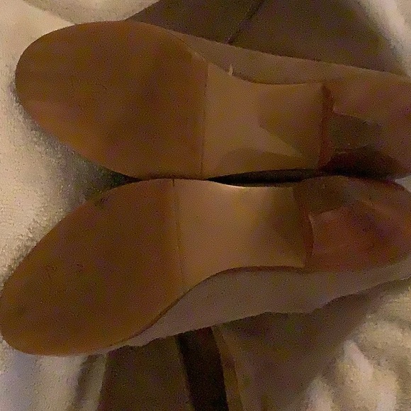 Vintage Frye Fold Over Suede Heeled Boots Mid Calf Brown Size 8.5 Wood Heel - Picture 2 of 9